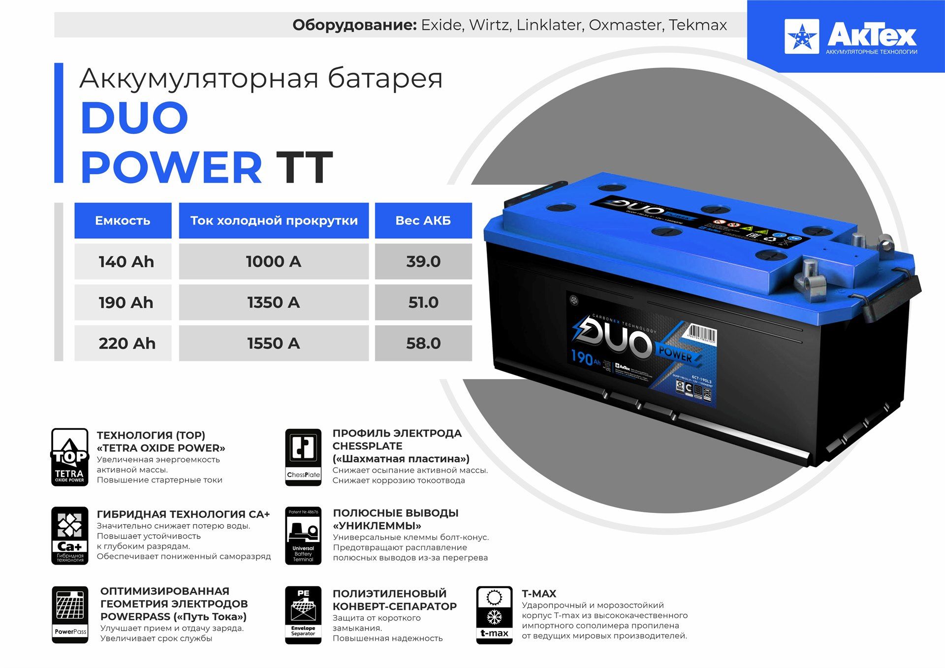 Аккумуляторная батарея DUO POWER TT