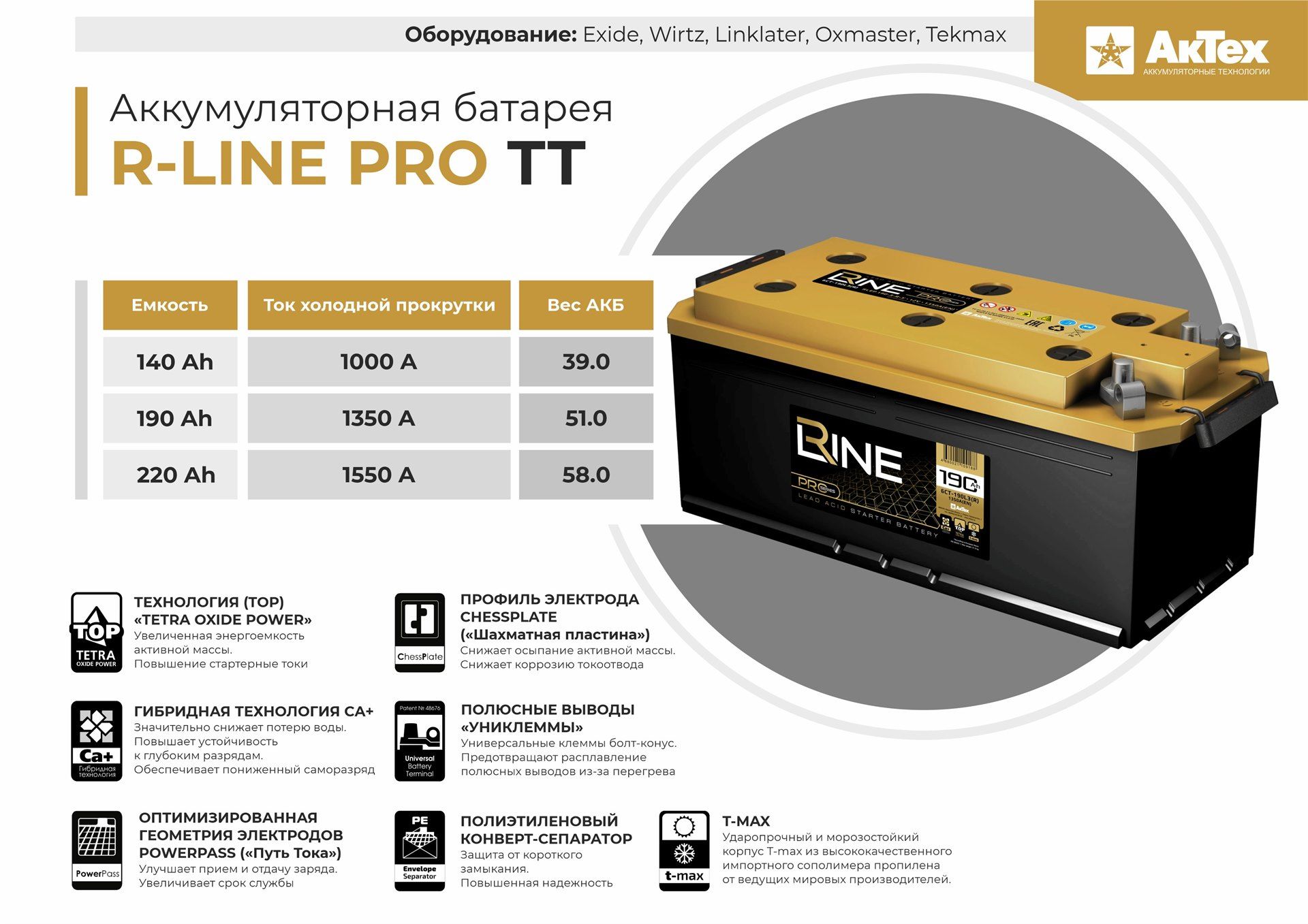 Аккумуляторная батарея R-LINE PRO TT